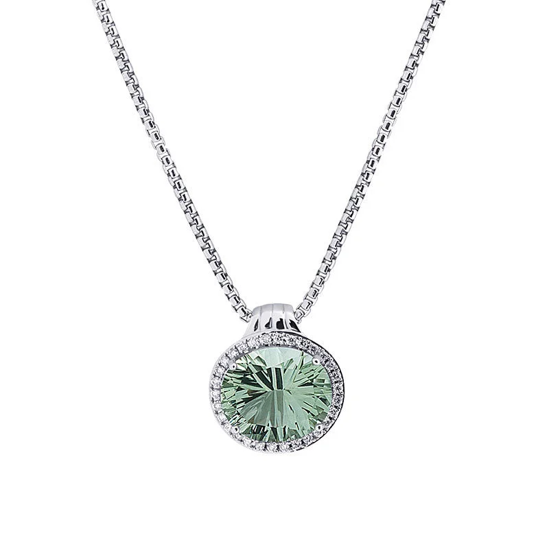 classic gold necklaces for women -Lago Collection Prasiolite and Diamond Pendant