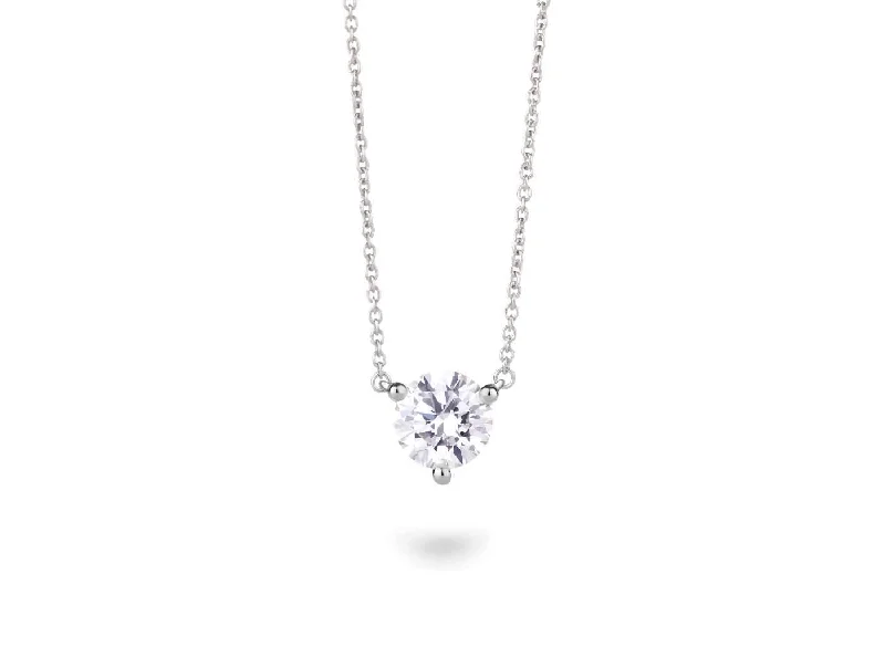 silver necklaces for kids -LIGHTBOX Lab-Grown Diamond 1ct White Round Solitaire necklace, 14k gold