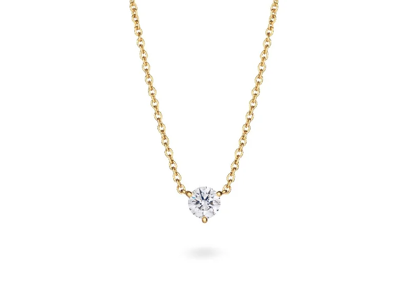 customized silver heart necklaces -LIGHTBOX Lab-Grown Diamond .5ct Round Solitaire necklace, 14k gold