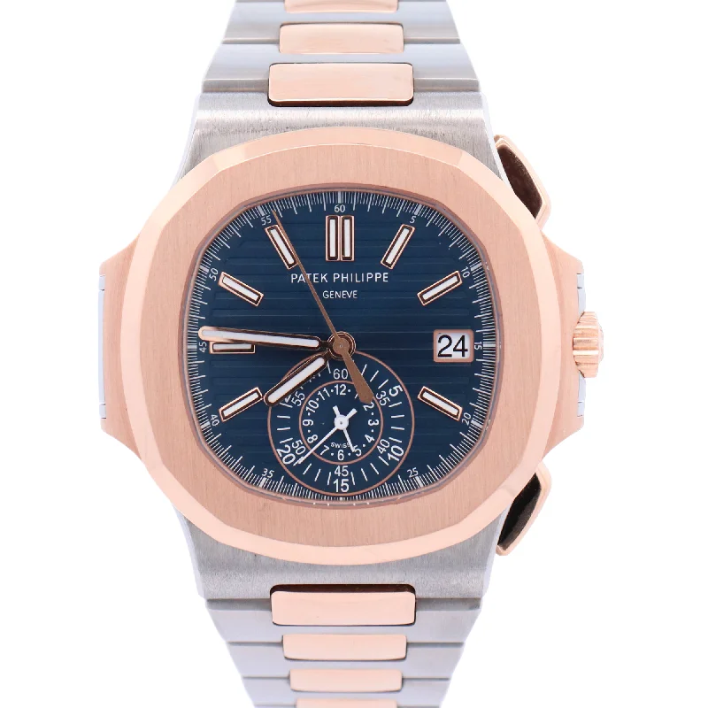 high-quality silver necklaces -Patek Philippe Nautilus 40mm Rose Gold & Stainless Steel Blue Gradient Stick Dial Watch Reference# 5980/1AR