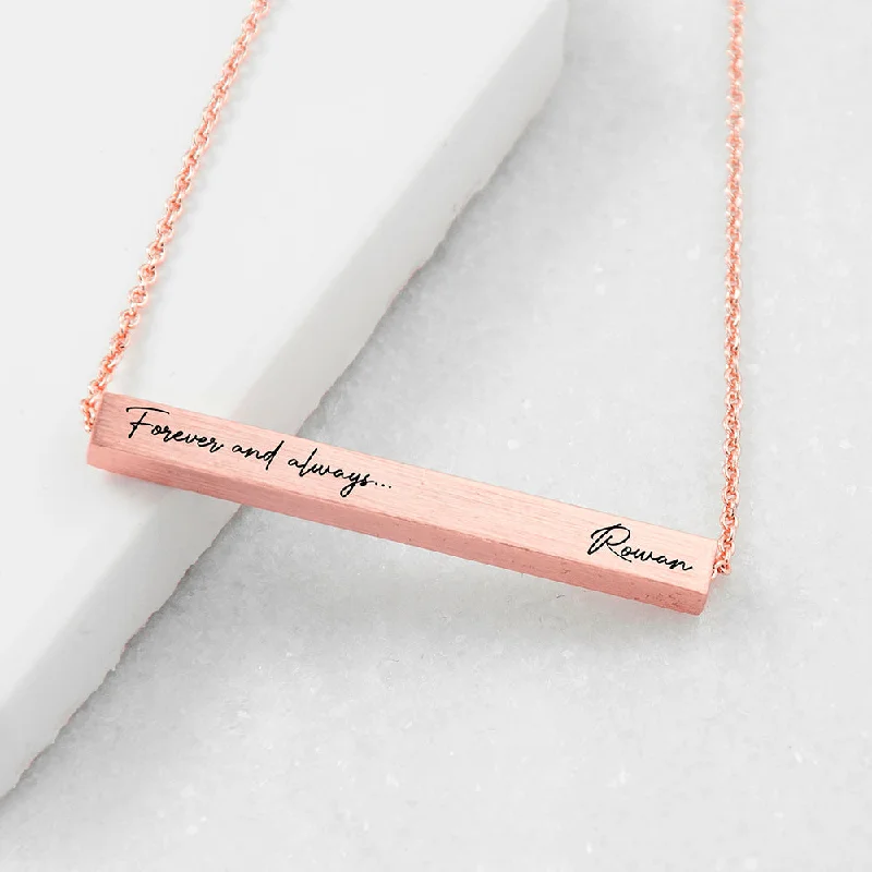 silver necklaces for anniversary gifts -Personalized Forever and Always Horizontal Bar Necklace