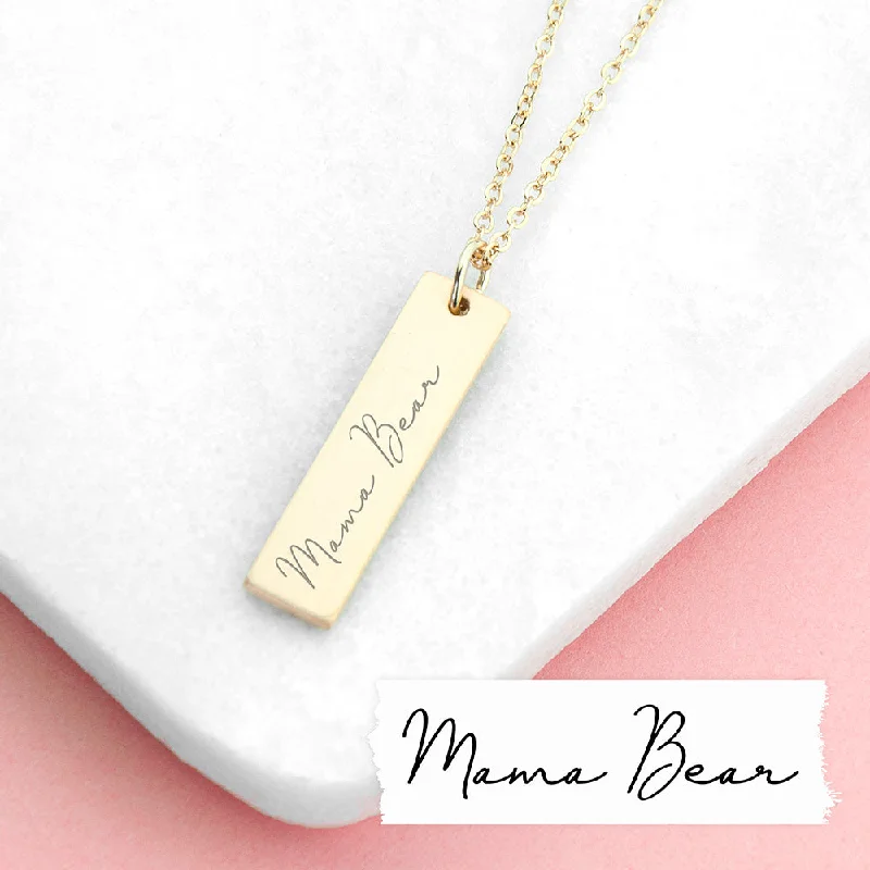 modern silver pendant necklaces -Personalized 'I Love You' Handwriting Bar Necklace