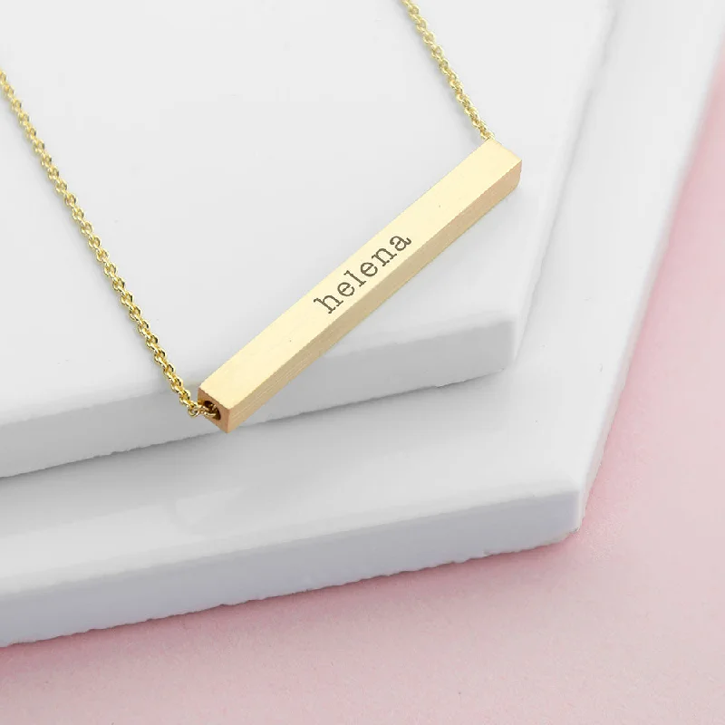 trendy necklace sets for women -Personalized Horizontal Bar Necklace