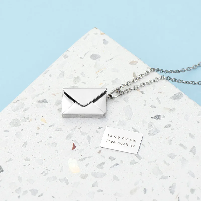 classic gemstone necklaces -Personalized Secret Message Envelope Necklace