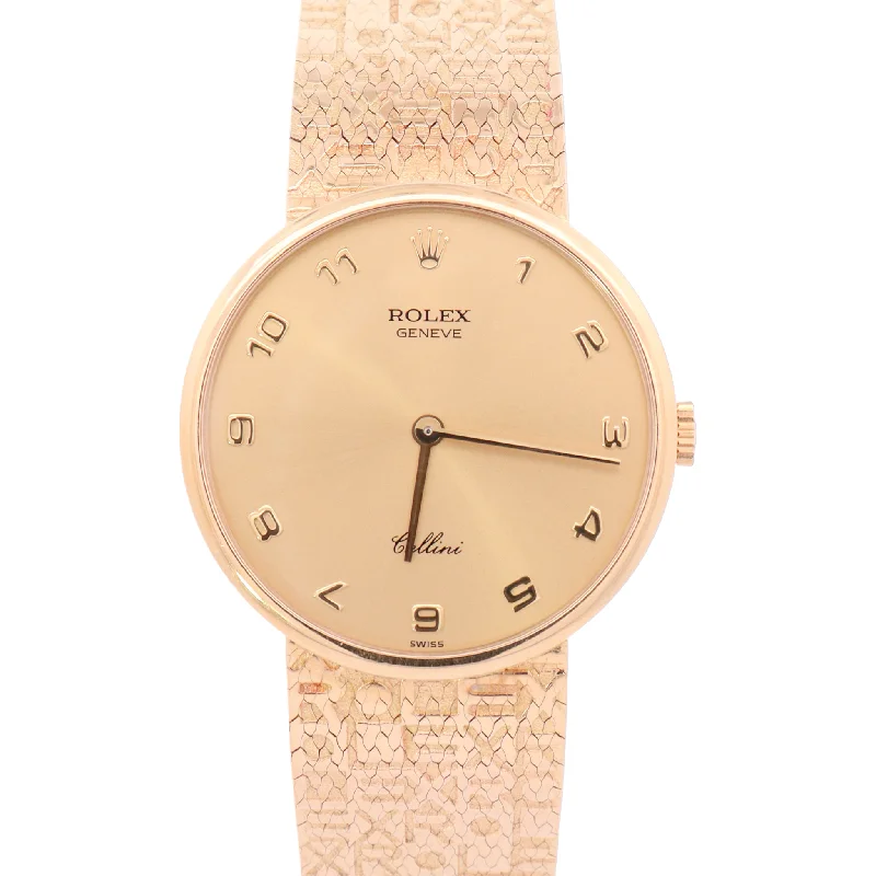 gold necklaces with precious stones -Rolex Cellini 32mm Yellow Gold Yellow Gold Arabic Dial Watch Reference# 4934