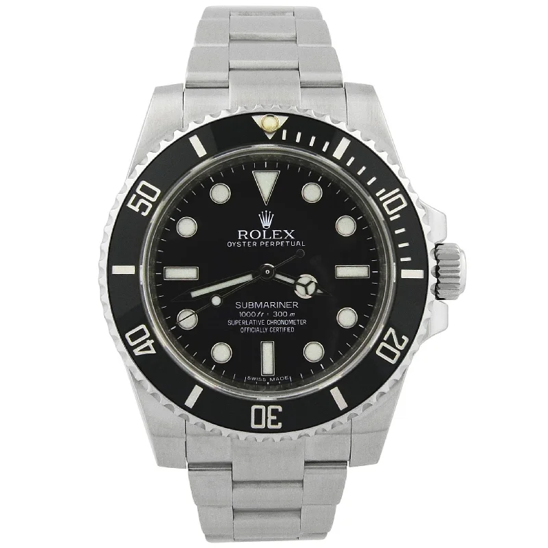 custom heart-shaped necklaces -Rolex Men's Submariner No Date Stainless Steel 40mm Black Dot Dial Watch Reference#: 114060