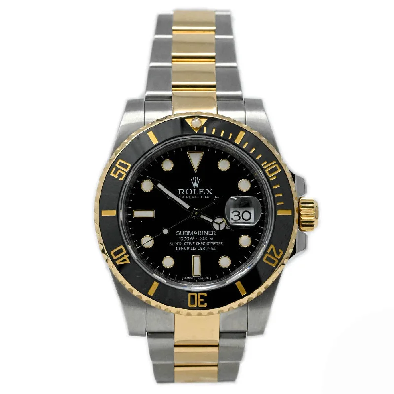 gemstone necklaces with unique designs -Rolex Submariner Two Tone Yellow Gold & Steel 40mm Black Dot Dial Watch Reference#: 116613LN