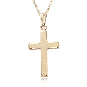 diamond pendants for necklaces -Small 14 Karat Yellow Gold Plain Polished Cross Necklace