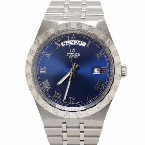 minimalist silver pendants -Tudor Royal Stainless Steel 41mm Blue Roman Dial Watch Reference#: 28600