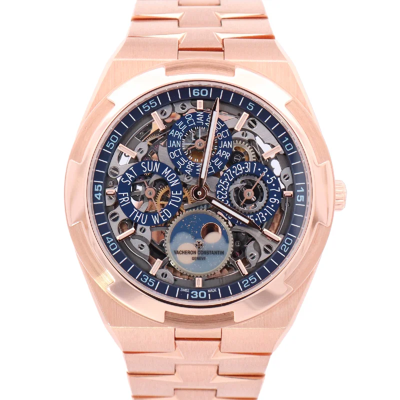 gemstone necklaces with silver pendants -Vacheron Constantin Overseas Ultra Thin Perpetual Calendar 41.5mm Rose Gold Skeleton Dial Watch Reference# 4300V/120R-B547