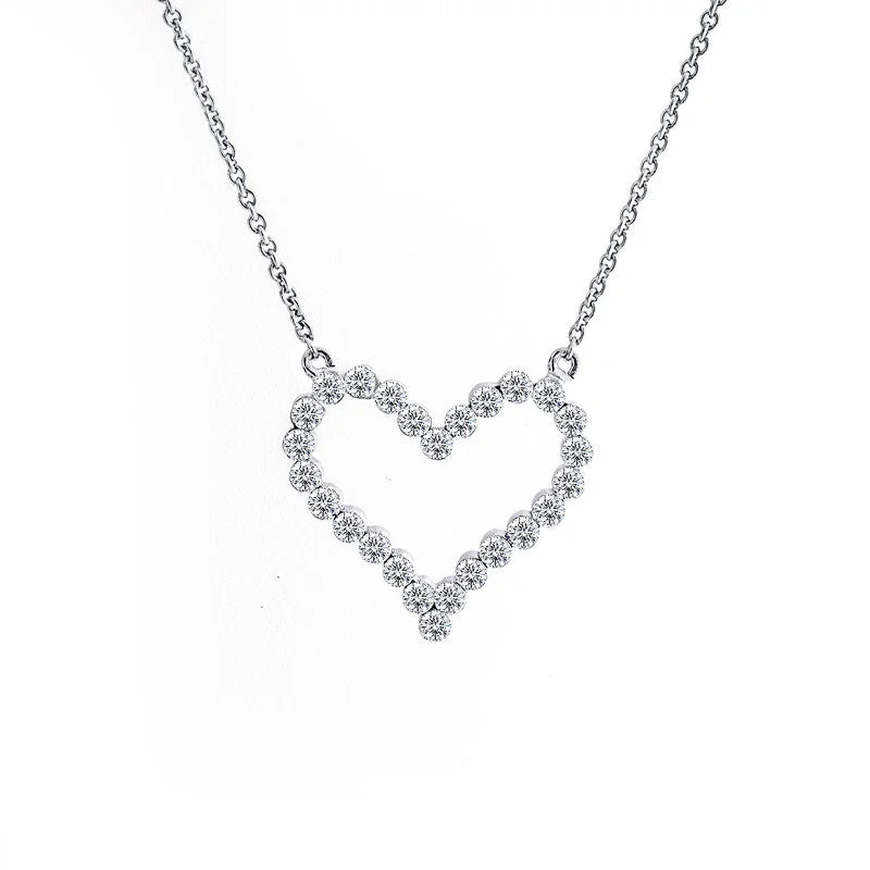 personalized necklaces with gemstones -Open Diamond Heart Necklace