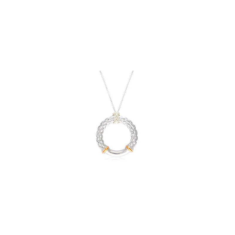 custom charm necklaces for women -Pietra Collection 18K Rose Gold Accent Circle Pendant