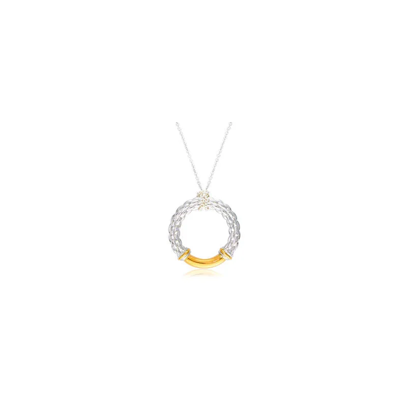 gemstone chain necklaces -Pietra Collection 18K Yellow Gold Station Circle Pendant