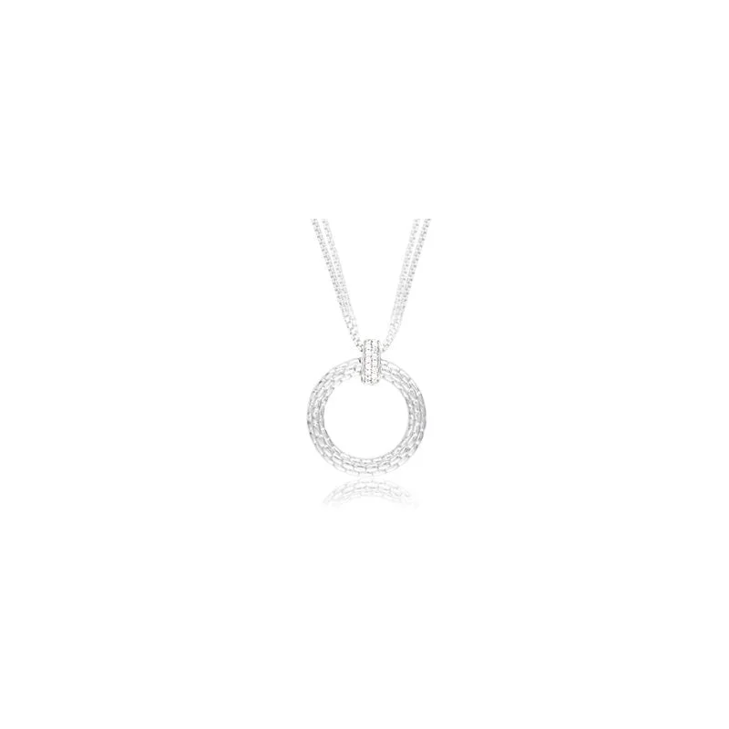 romantic silver necklaces for weddings -Pietra Collection Diamond Bale Circle Pendant