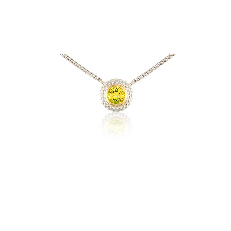 personalized heart necklaces with names -Pietra Collection Lemon Quartz Two-Tone Circle Pendant