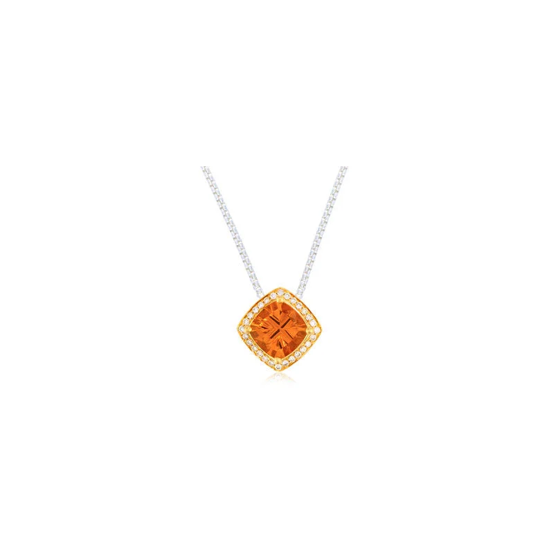 designer pendant necklaces with diamonds -Pietra Collection Petite Citrine and Diamond Two-Tone Pendant