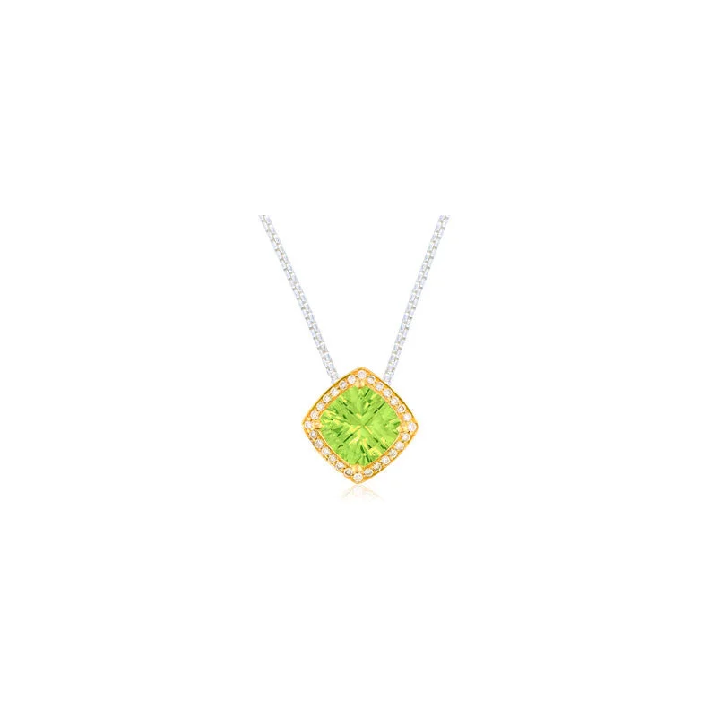 pearl pendant necklaces for gifts -Pietra Collection Petite Peridot and Diamond Two-Tone Pendant