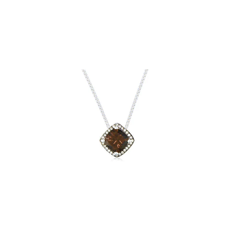 high-end gold necklaces for women -Pietra Collection Petite Rich Chocolate Quartz and Black Rhodium Diamond Pendant