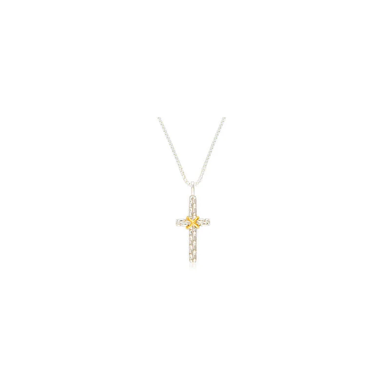 trendy diamond necklaces with gold -Pietra Collection Two-Tone Cross Pendant