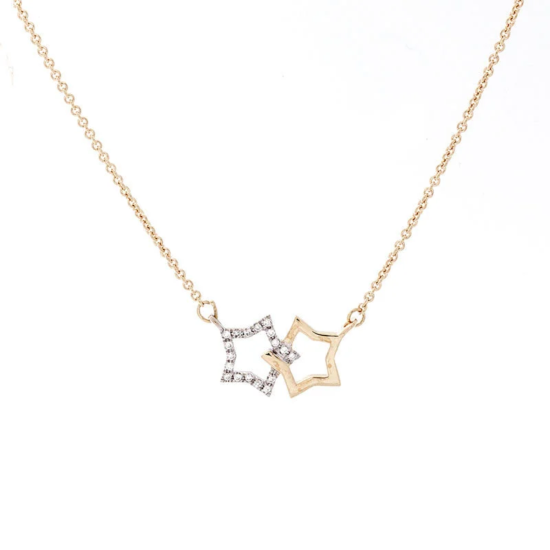 unique pendants for necklaces -Two-Tone Double Star Necklace