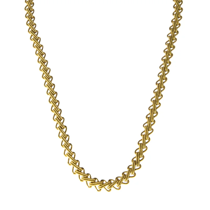 affordable gold necklaces with pendants -Vintage Italian 18K Yellow Gold Zigzag Link Necklace