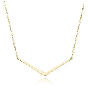 elegant gold necklaces with crystals -Wide Straight Edge "V" Necklace