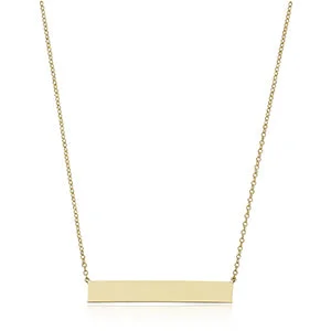 stylish gemstone necklaces for weddings -Yellow Gold Engravable Bar Necklace