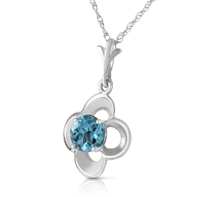 engraved necklaces for men -0.55 Carat 14K Solid White Gold Try Again Blue Topaz Necklace