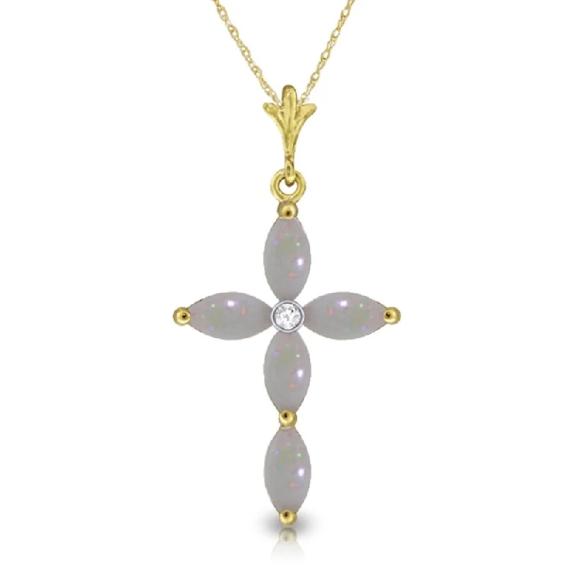 custom necklace designs for women -0.69 Carat 14K Gold Necklace Natural Diamond Opal