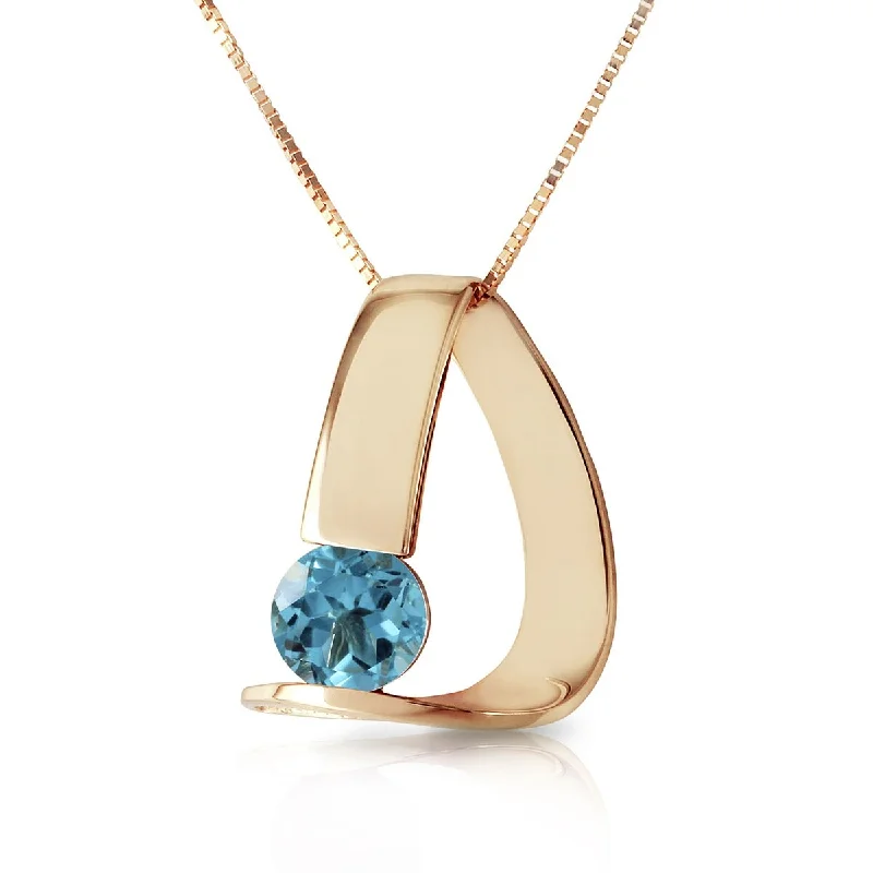 silver necklaces for casual wear -1.00 Carat 14K Solid Gold Modern Necklace with Natural Blue Topaz