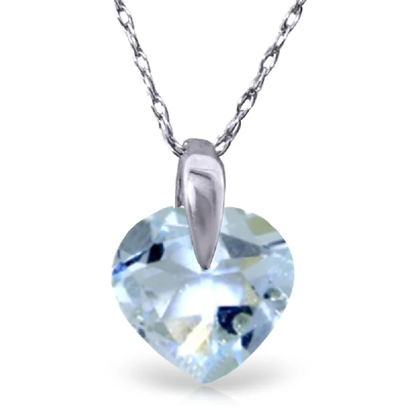 fashion statement necklaces -1.15 Carat 14K White Gold No Substitutes Aquamarine Necklace