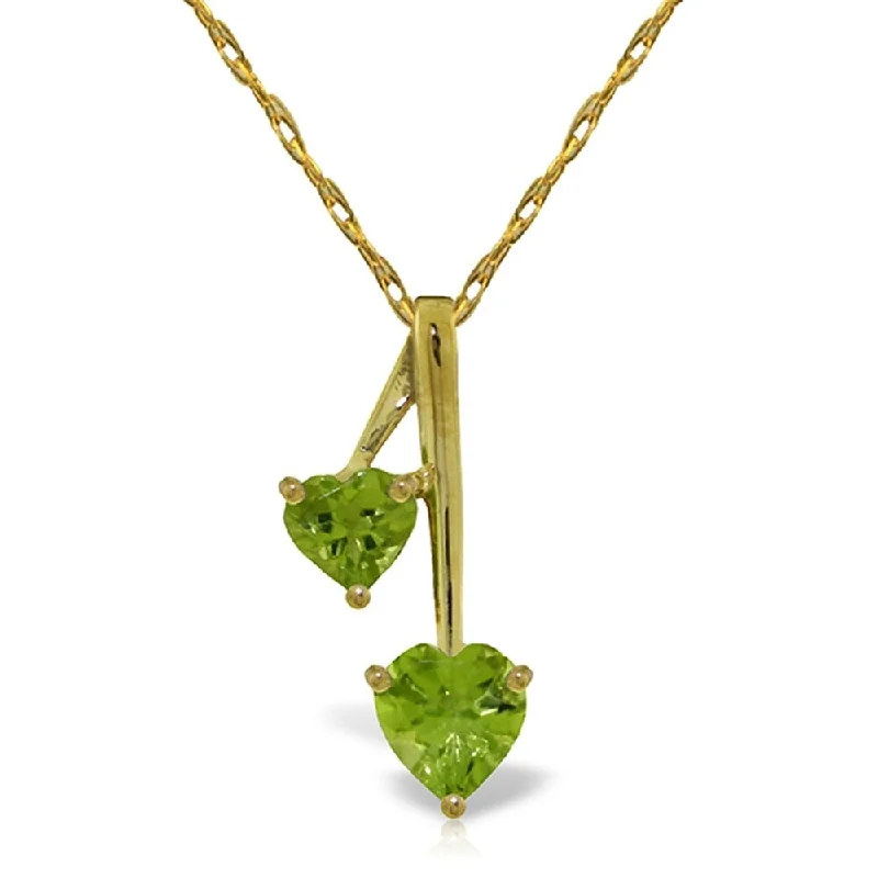 beautiful diamond necklaces for women -1.4 Carat 14K Gold Hearts Necklace Natural Peridot