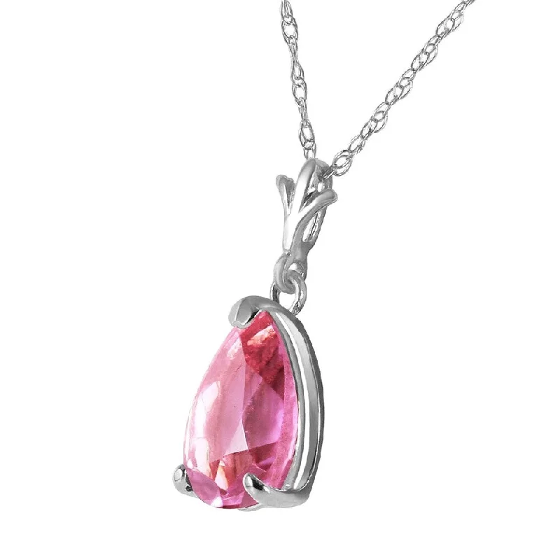 gemstone chain necklaces for men -1.5 Carat 14K Solid White Gold Permit Yourself Pink Topaz Necklace