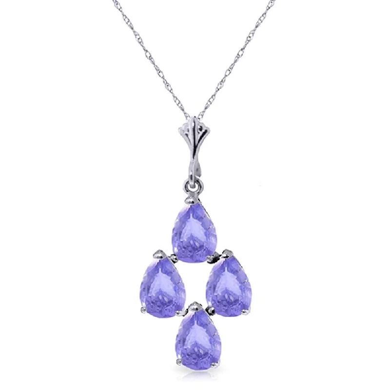 silver necklaces with personalized engravings -1.5 Carat 14K White Gold Splash and Shine Tanzanite Necklace