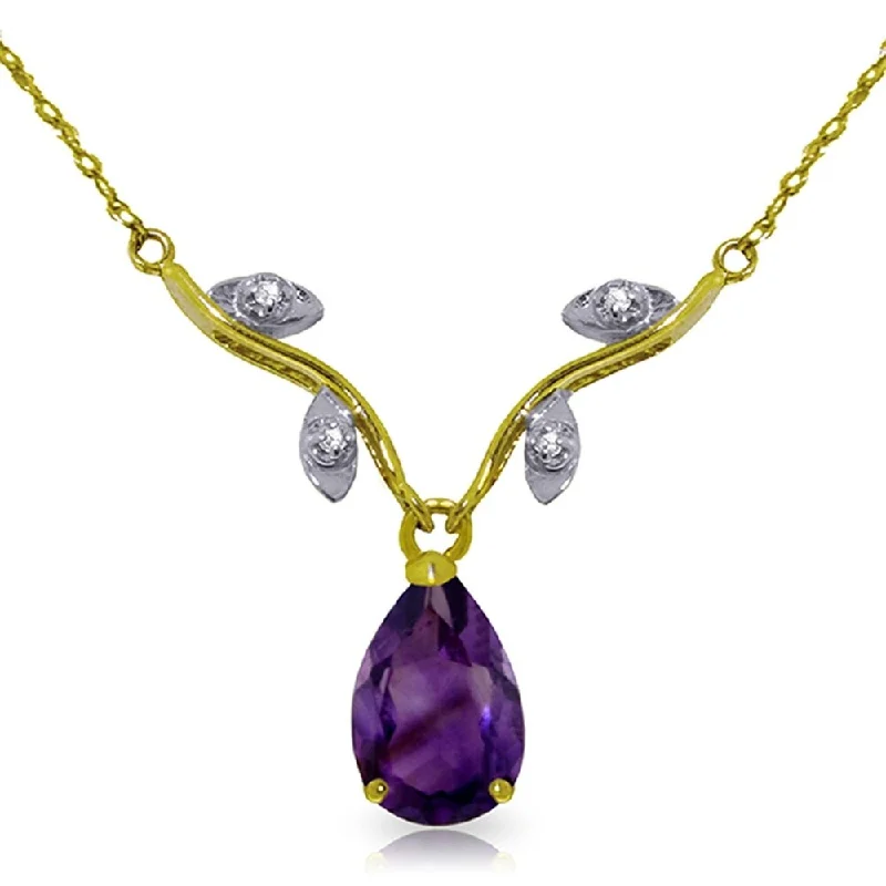 custom diamond necklaces with chains -1.52 Carat 14K Gold Crave and Have Amethyst Diamond Necklace