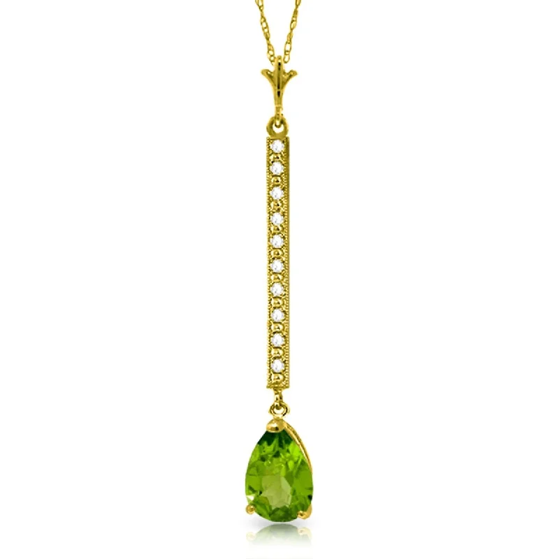 fashionable gold heart necklaces -1.8 Carat 14K Solid Gold Dream Natural Peridot Diamond Necklace