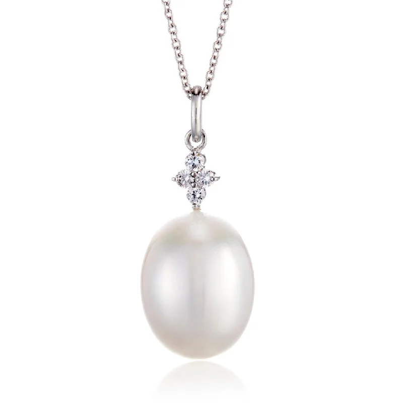 simple custom necklaces for women -Belgravia Pendant Necklace in South Sea Pearl & Diamonds