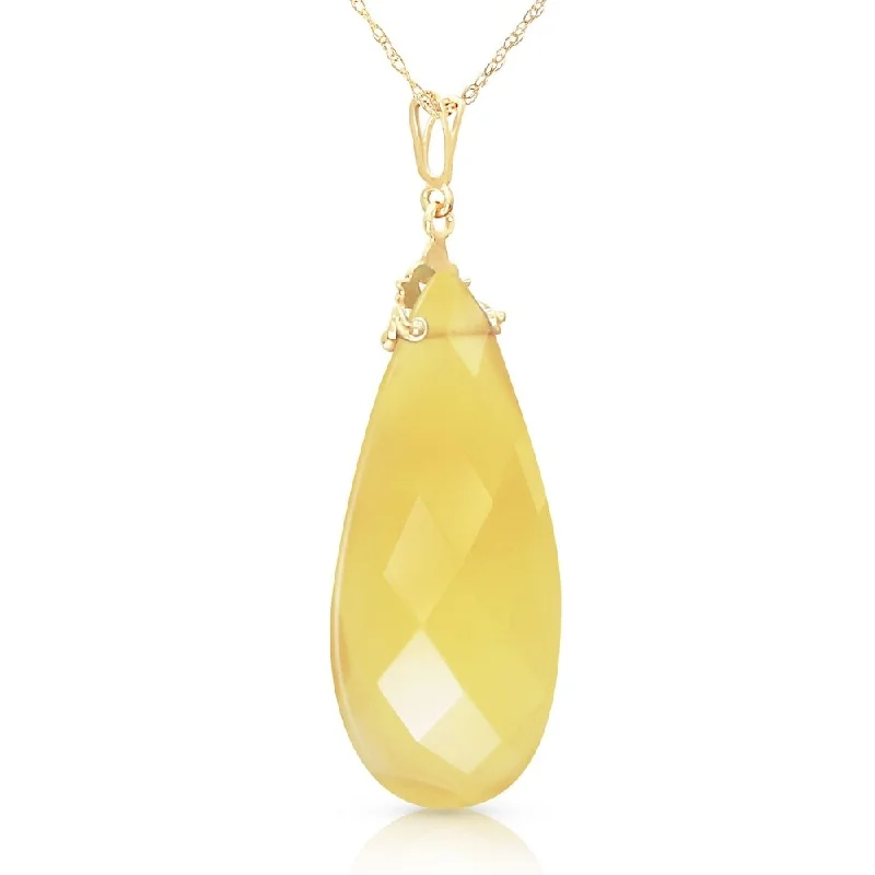 trendy pendant necklaces for casual wear -14K Solid Gold Necklace with Briolette 31x16 mm Yellow Onyx