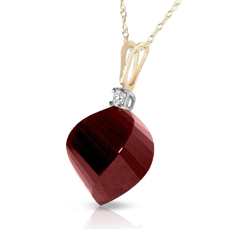 elegant gold necklaces with crystals -15.3 Carat 14K Solid Gold Necklace Diamond Twisted Briolette Ruby