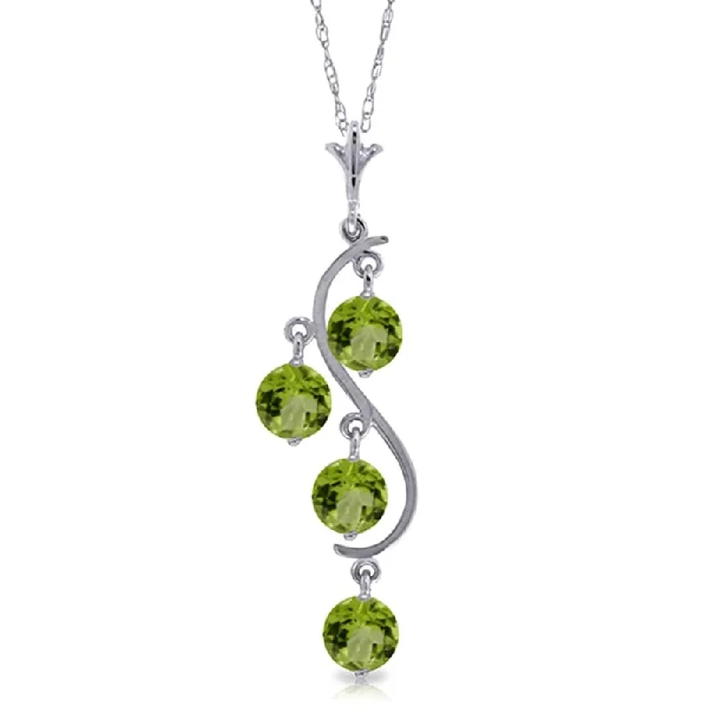 trendy custom necklaces for men -2.25 Carat 14K Solid White Gold Thousand Voices Peridot Necklace