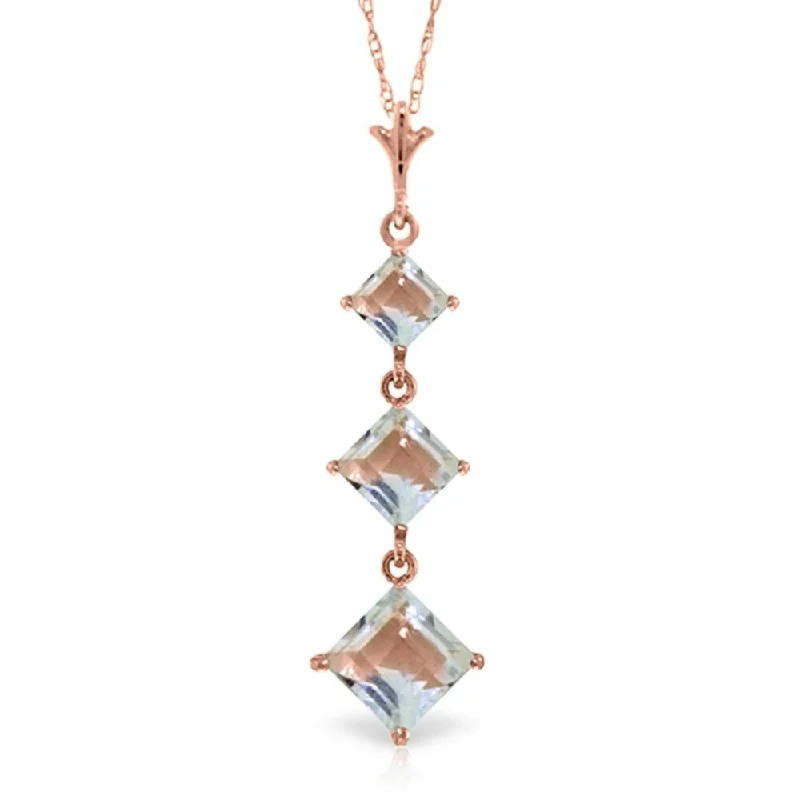 diamond heart necklaces -2.4 Carat 14K Rose Gold Waterdrops Aquamarine Necklace