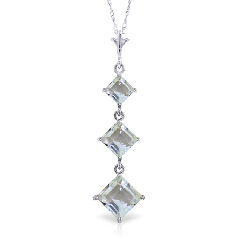 silver necklaces for special events -2.4 Carat 14K White Gold Sweet Harmony Aquamarine Necklace