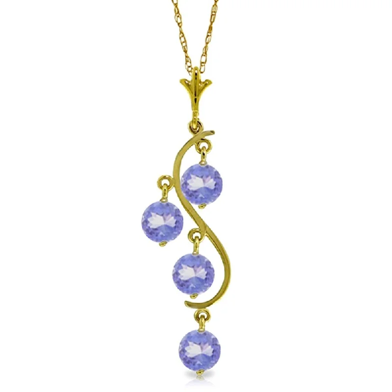 gold necklaces with pearl charms -2 Carat 14K Gold Spring Night Tanzanite Necklace