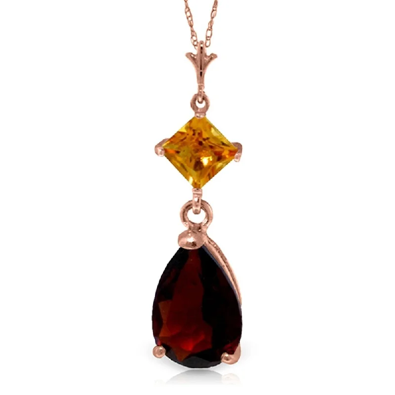 trendy diamond necklaces for gifts -2 Carat 14K Rose Gold Necklace Citrine Garnet