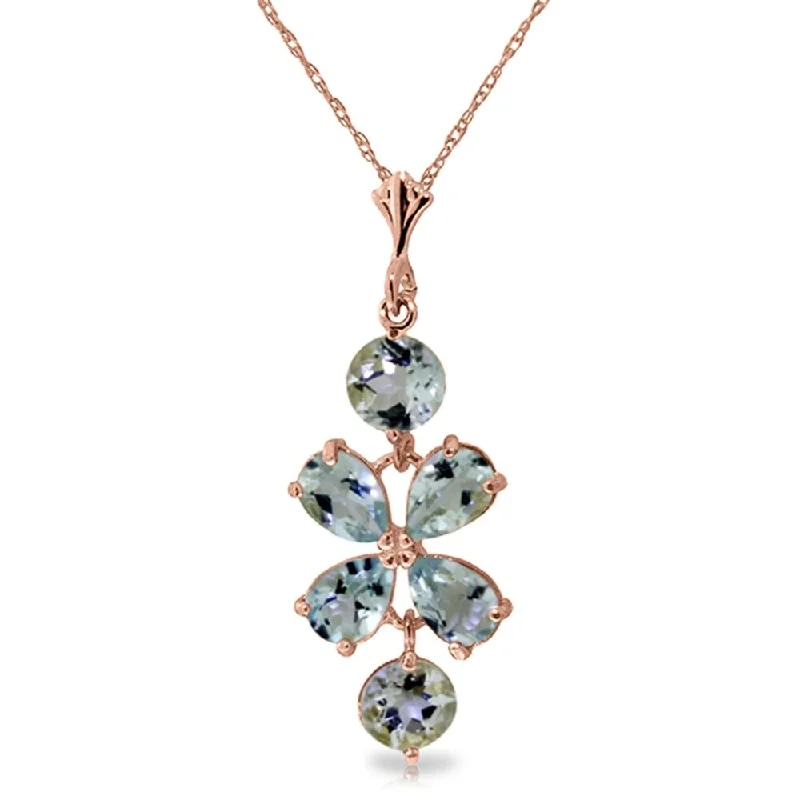 fashionable necklaces for men -3.15 Carat 14K Rose Gold Necklace Aquamarine