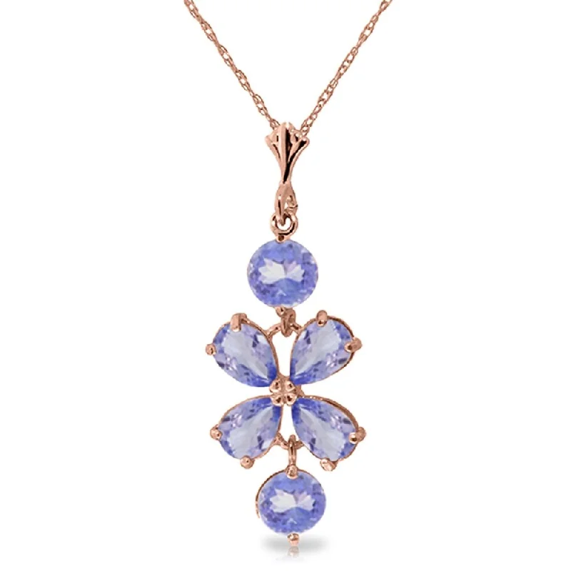 gold necklaces for family celebrations -3.15 Carat 14K Rose Gold Necklace Natural Tanzanite