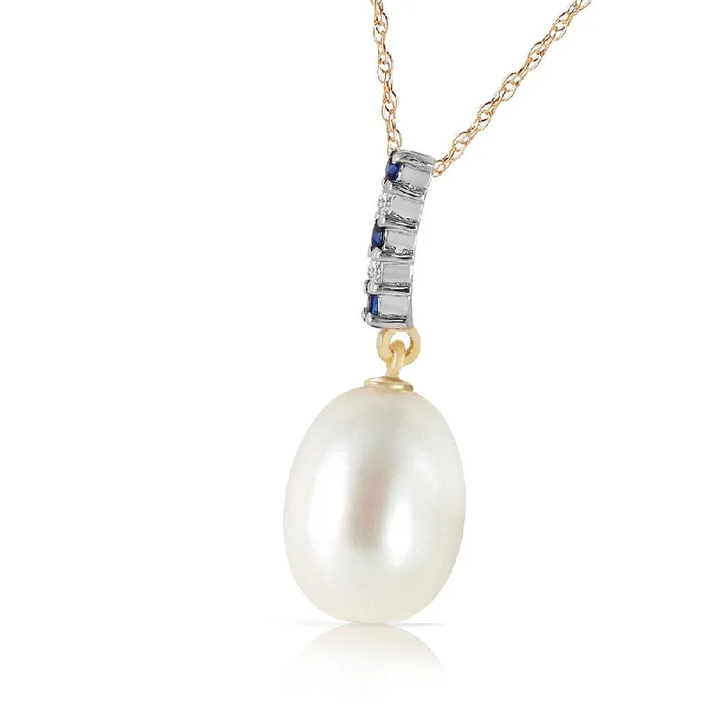 custom necklaces for bridesmaids -4.15 CTW 14K Solid Gold Necklace Diamond, Sapphire Briolette pearl