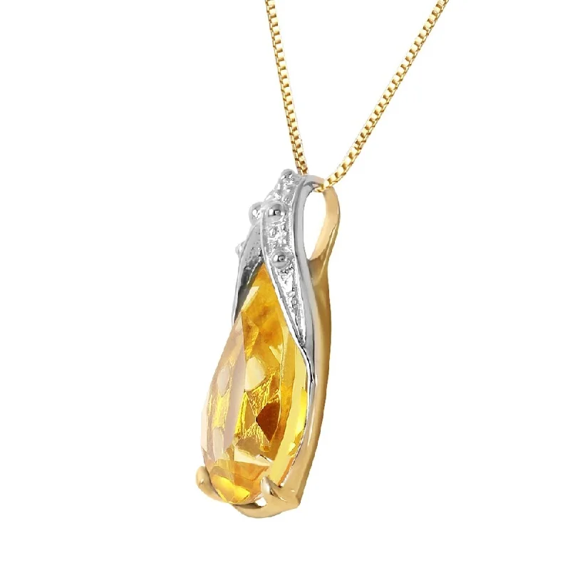 affordable diamond pendant necklaces -5 Carat 14K Solid Gold Necklace Natural Citrine