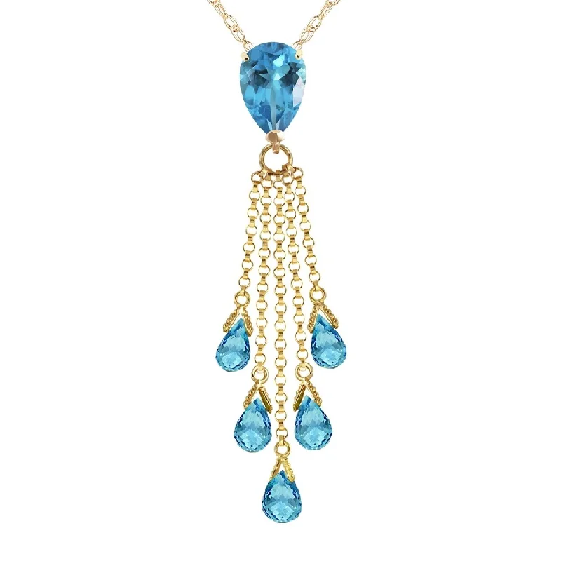 trendy diamond necklaces -7.5 Carat 14K Gold Stand Tall Blue Topaz Necklace