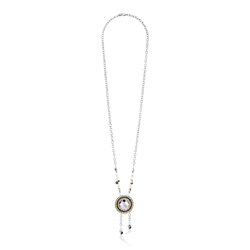 luxury charm necklaces for women -Amulet Boho Pearls necklace black and white